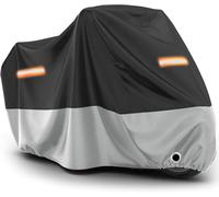 Housses de Moto pour Silver Wing 600 2001-2015 2016 2017 2018, Bache Protection Exterieur Imperméable Housse Trou Chaine Antivol Contre Pluie Neige UV,XL- Black and Silver