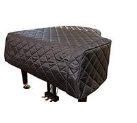 Housses de piano à queue sur mesure - Housse de piano à queue pour bébé - Noire matelassée | Fabriquée sur mesure | Ensemble avec dessus de table au design L&L (2 articles) (1,6 m à 1,7 m)