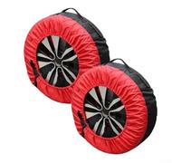 Housses de pneu imperméables de 40,6 à 55,9 cm pour voitures, camions, SUV, remorques, camping-cars avec poignées intégrées et sangle de fixation réglable (rouge et noir)