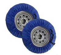 Housses de pneu imperméables de 40,6 à 55,9 cm pour voitures, camions, SUV, remorques, camping-cars avec poignées intégrées et sangle de fixation réglable (bleu et noir)