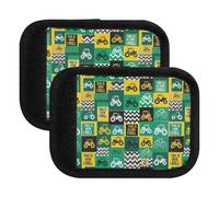 Housses de poignée de bagage - Motif tracteurs - Vert et jaune - Pour valise, bagage à main, sacs à dos, Impressions de tracteurs verts et jaunes, one sizex4