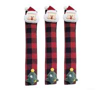 Housses de poignée de porte de réfrigérateur festives en tissu non tissé, avec des motifs 3D de Père Noël et de bonshommes de neige pour décorer et protéger les poignées d'appareils de cuisine (F)