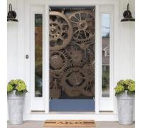 Housses de porte à engrenages mécaniques steampunk - Décoration de porte de bienvenue avec corde - Toile de fond pour photo - Décorations saisonnières pour porte d'entrée, jardin, porche, vacances
