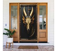 Housses de porte - Bannière de porte - Printemps Été Cool Dragon Gold Print No.15 Bannières de porte pour avant, panneau d'hiver et d'automne à suspendre pour extérieur et intérieur - Fournitures de