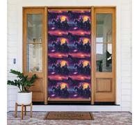 Housses de porte - Cyber Coucher de soleil Western Cowboy Imprimé Printemps Été Bannières de porte pour avant, automne hiver Toile de fond à suspendre pour extérieur et intérieur Éve Fournitures de