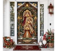 Housses de porte de Noël avec citation religieuse des anges chantant 91,4 x | Anges chantants, bannière de porche, arche en bois rustique, livres d'hymnes traditionnels, guirlande de pin, accents dorés