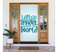 Housses de porte de Noël pour porte d'entrée - Amusant Let's go Travel Around the World Automne Hiver Toile de fond à suspendre pour extérieur et intérieur Décoration murale de porche Fournitures 1,8