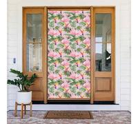 Housses de porte de Noël pour porte d'entrée - Flamant rose tropical amusant colibri automne hiver couverture de porte bannière de fond à suspendre pour extérieur et intérieur Eve Porche Décorations