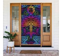 Housses de porte de Noël pour porte d'entrée - Mandalas indiens drôles et libellules d'automne et d'hiver - Toile de fond à suspendre pour extérieur et intérieur - Décorations murales de porche