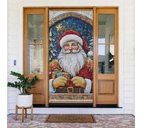 Housses de porte de Noël pour porte d'entrée - Motif joyeux Noël amusant n° 303 - Bannière de fond à suspendre pour extérieur et intérieur - Décorations murales - Fournitures de décoration murale