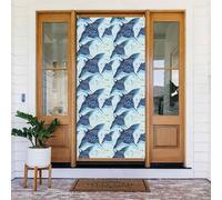 Housses de porte de Noël pour porte d'entrée - Raie drôle bleu cool automne hiver couverture de porte bannière à suspendre pour extérieur intérieur réveillon porche décorations murales fournitures