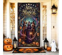 Housses de porte décoratives avec corde à suspendre - Citrouilles magiques pour Halloween - Décoration d'intérieur pour porte, entrée, porche, intérieur et extérieur - 91,4 x 183 cm