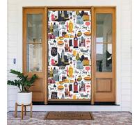 Housses de porte décoratives avec impression de scène de rue de New York pour intérieur/extérieur, printemps, été, automne, hiver, Halloween, Noël, décorations d'intérieur