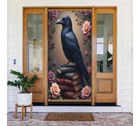 Housses de porte décoratives - Bannière de porte moderne avec imprimé fleur de corbeau n° 74 pour le printemps, l'été, l'automne et l'hiver - Toile de fond à suspendre pour extérieur et intérieur