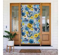 Housses de porte décoratives - Bannières de porte d'automne et d'hiver avec imprimé marguerite jaune pour devant, panneau de printemps et été, toile de fond à suspendre pour extérieur et intérieur