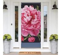 Housses de porte décoratives de 180 x 89 cm - Motif pivoine - Bannière de porche - Toile de fond pour photographie - Décorations saisonnières pour porte d'entrée, jardin, cour, patio, décorations de