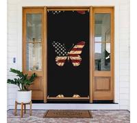 Housses de porte décoratives de conception patriotique de papillons américains, décoration de bannière de porte pour l'intérieur et l'extérieur, printemps, été, automne, hiver, Halloween