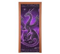 Housses de porte décoratives de Noël avec dragon divin violet, 88,9 x 200,7 cm, bannière de bienvenue, fournitures de fête de vacances, M