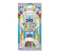 Housses de porte décoratives en forme de boules d'air - Motif étoiles joyeuses - Livres de retour au campus - Bleu avec corde - Décoration d'intérieur pour porche, terrasse, porte, fête, décoration de