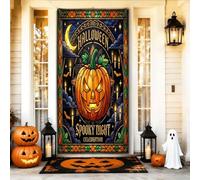 Housses de porte décoratives en forme de citrouilles - Chauve-souris - Bougies d'Halloween - Orange - Avec corde à suspendre - Décoration d'intérieur pour porche, terrasse, porte, fête, décoration de