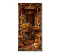 Housses de porte décoratives en forme de tournesol rustique, citrouilles, feuilles d'automne jaune avec corde à suspendre, bannière de porte, décoration d'intérieur pour porte, mur, porche, décoration