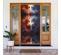 Housses de porte décoratives en forme d'oiseau de feu rouge et blanc - Bannière de porte pour intérieur et extérieur, décorations printemps/été/automne/hiver, Halloween, Noël