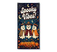 Housses de porte décoratives fantômes - Chapeaux de citrouilles festives d'Halloween - Orange avec corde - Bannière de porte d'entrée - Décoration d'intérieur pour porche, mur intérieur et extérieur