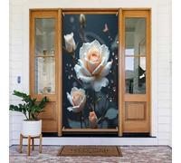 Housses de porte décoratives - Impression blanc rose n° 680 - Bannières de porte pour avant, printemps et été - Toile de fond à suspendre pour extérieur et intérieur - Fournitures de décoration murale