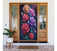 Housses de porte décoratives - Impression colorée rose n° 155 Bannières de porte pour avant, automne et hiver - Toile de fond à suspendre pour extérieur et intérieur - Fournitures de décoration murale