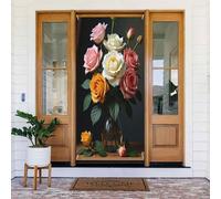 Housses de porte décoratives - Impression colorée rose n° 460 - Bannières de porte d'automne et d'hiver pour l'avant, bannière de couverture de panneau de printemps et d'été à suspendre pour extérieur