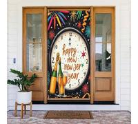 Housses de porte décoratives - Impression d'horloge de dessin animé n° 6 Bannières de porte pour avant, automne et hiver - Toile de fond à suspendre pour extérieur et intérieur - Fournitures de