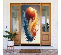 Housses de porte décoratives - Impression minimaliste de basket-ball n° 89 Bannières de porte pour avant, automne et hiver - Toile de fond à suspendre pour extérieur et intérieur - Fournitures de