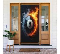 Housses de porte décoratives - Impression noire cool boule n° 4 Bannières de porte pour avant, automne et hiver - Toile de fond à suspendre pour extérieur et intérieur - Fournitures de décoration