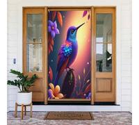 Housses de porte décoratives - Imprimé oiseau coloré n° 243 Bannières de porte pour avant, automne et hiver - Toile de fond à suspendre pour extérieur et intérieur - Fournitures de décoration murale