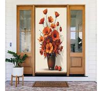 Housses de porte décoratives - Imprimé rétro fleur de coquelicot n° 31 Bannières de porte d'automne et d'hiver pour entrée, panneau de printemps et été, toile de fond à suspendre pour extérieur et
