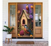 Housses de porte décoratives modernes avec imprimé oiseaux n° 97 pour intérieur/extérieur, printemps, été, automne, hiver, Halloween, Noël, décorations d'intérieur