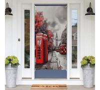 Housses de porte décoratives rouges de Londres - 180 x 89 cm - Bannière de porche, toile de fond pour photographie - Décoration pour porte d'entrée, jardin, cour, terrasse, fête d'anniversaire