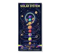 Housses de porte graphiques du système solaire galaxie exploration planètes | Thème astronomie, toile de fond pour porte d'entrée, esthétique galaxie, imagerie d'exploration cosmique