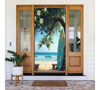 Housses de porte - Impression classique de vacances de plage n° 99 Bannières de porte pour devant, printemps été - Toile de fond à suspendre pour extérieur et intérieur - Fournitures de décoration