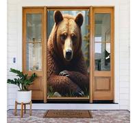 Housses de porte - Impression classique d'ours café n° 200 Bannières de porte pour avant, automne et hiver - Toile de fond à suspendre pour extérieur et intérieur - Fournitures de décoration murale