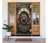 Housses de porte - Impression d'horloge classique n° 18 - Bannières de porte d'automne et d'hiver pour devant, panneau de printemps et d'été à suspendre pour extérieur et intérieur - Fournitures de