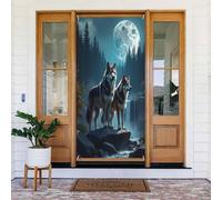 Housses de porte - Impression nuit de loup n° 28 Bannières de porte pour avant, panneau de printemps et été à suspendre pour extérieur et intérieur 1,8 x 0,9 m