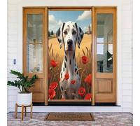 Housses de porte - Imprimé chien de coquelicot n° 43 Bannières de porte pour entrée, automne et hiver - Toile de fond à suspendre pour extérieur et intérieur - Fournitures de décoration murale pour