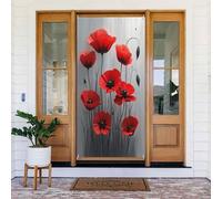 Housses de porte - Imprimé fleur de coquelicot n° 36 Bannières de porte pour avant, printemps été - Toile de fond à suspendre pour extérieur et intérieur - Fournitures de décoration murale pour