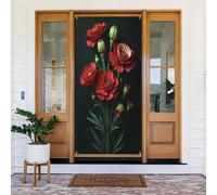 Housses de porte - Imprimé fleur de coquelicot n° 48 Bannières de porte pour avant, printemps été - Toile de fond à suspendre pour extérieur et intérieur - Fournitures de décoration murale pour