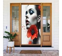 Housses de porte - Imprimé fleur de coquelicot pour femme n° 73 - Bannières de porte d'automne et d'hiver pour le printemps et l'été - Toile de fond à suspendre pour extérieur et intérieur