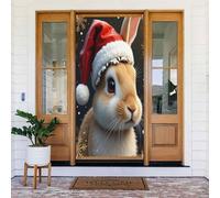 Housses de porte - Imprimé lapin classique n° 200 Bannières de porte pour devant, automne et hiver - Toile de fond à suspendre pour extérieur et intérieur - Fournitures de décoration murale pour
