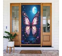 Housses de porte - Imprimé papillon classique mauve n° 770 - Bannières de porte pour avant, automne et hiver - Toile de fond à suspendre pour extérieur et intérieur - Fournitures de décoration murale