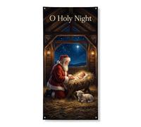Housses de porte O Holy Night Père Noël religieux 91,4 x 183 cm