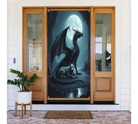 Housses de porte - Printemps été Cool Dragon Wolf Print No.85 Bannières de porte pour avant, panneau d'hiver et d'automne à suspendre pour extérieur et intérieur, fournitures de décoration murale pour